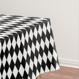 Tischtuch-Schwarz-Weiß-Diamant-Druck Tischdecke