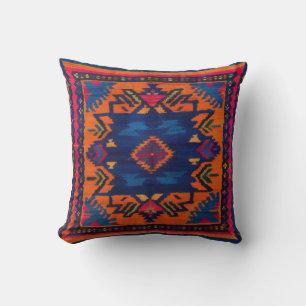 Tissé à la main Bleu Kilim Lumbar Coussins : Uniqu