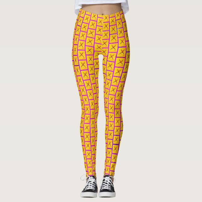 Tisserin Orb (Jaune)/Pleure Ici Violet, Leggings (Devant)
