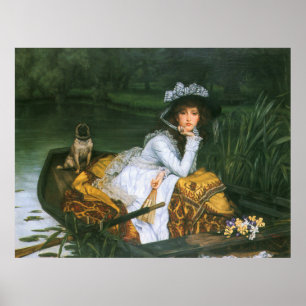 Tissot: Junge Dame in einem Boot Poster