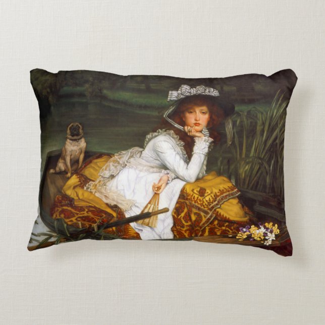 Tissot "junge Dame in einem Boot " Zierkissen (Rückseite)