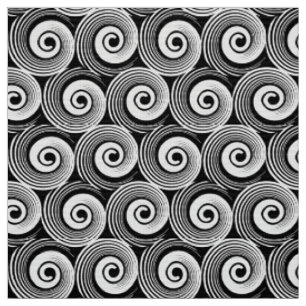 Tissu 140216 spirales - blanc sur le noir