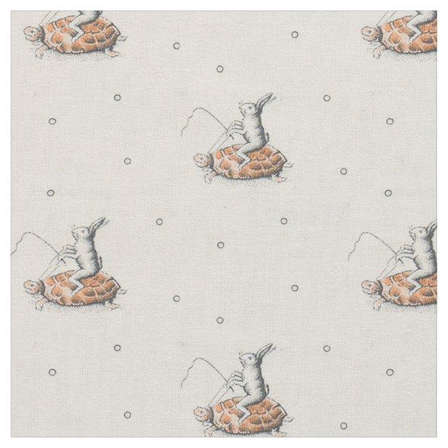 Tissu 1920 Hare Riding a Tortoise (Fermer)
