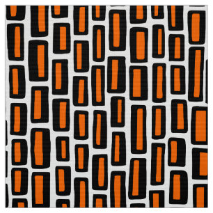 Tissu 200515 - Noir et orange sur le blanc