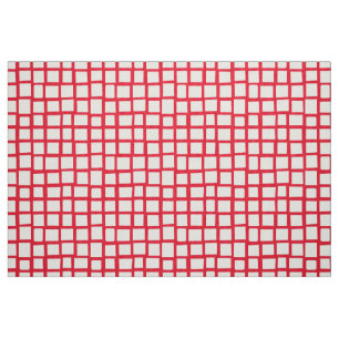 Tissu 270215 Rectangle irrégulier - Blanc sur rouge e600