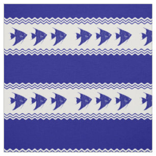 Tissu 3 Marine Bleu Et Blanc Motif Côtier Éperviers