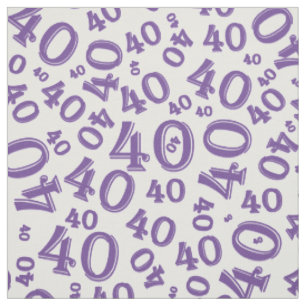Tissu 40e anniversaire Motif du numéro aléatoire violet/