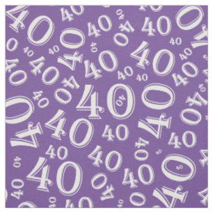 Tissu 40e anniversaire Motif du numéro aléatoire violet/