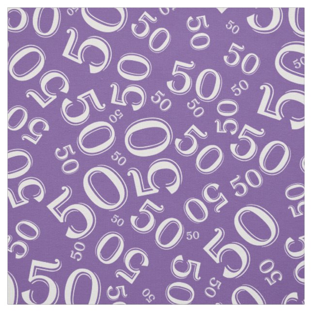 Tissu 50e anniversaire Cool numéro Motif violet/blanc (Échantillon)