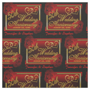 Tissu 50e anniversaire Mariage d'or en rose