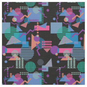 Tissu 80s Memphis style Black print Geo
