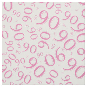 Tissu 90e Cool nombre aléatoire Motif rose/blanc 90