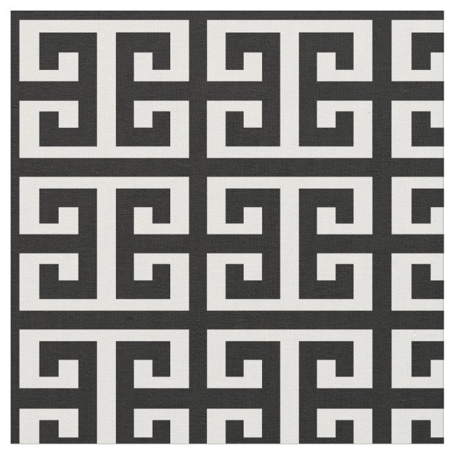 tissu à clé noir blanc grec (Fermer)