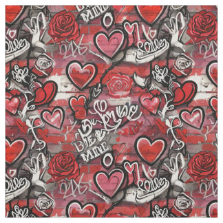 Tissu à motif de cœurs graffitis de la Saint-Valen