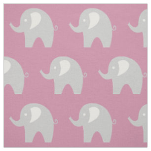 Tissu à motif d'éléphant bébé gris rose textile DI