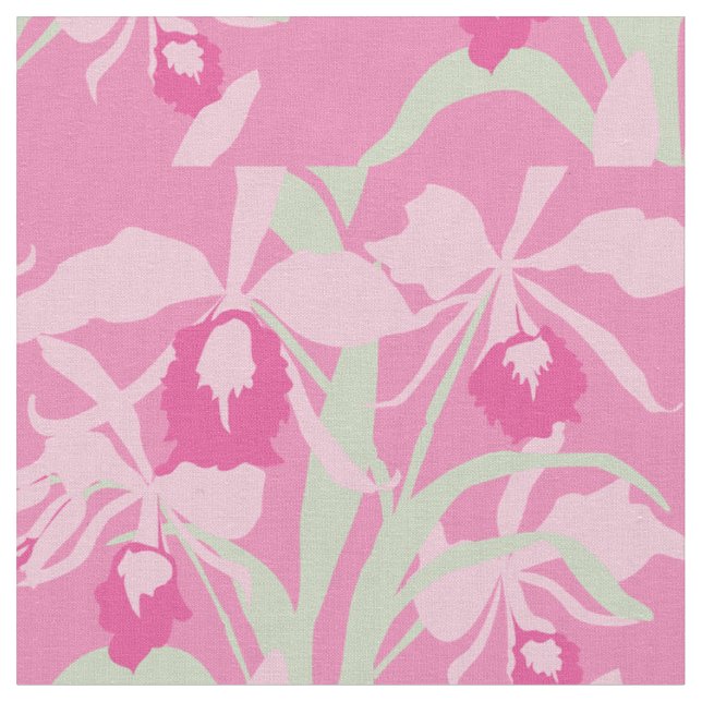 Tissu à motif floral d'orchidée rose graphique (Fermer)