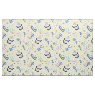Tissu à motif floral jaune et motifs de bricolage