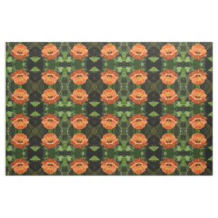 Tissu à motifs floraux de Zinnia orange