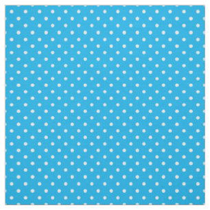Tissu à motifs pois blancs chic sur fond bleu ciel