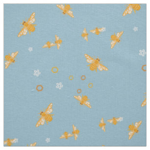 Tissu Abeilles de miel, fleurs et peignes