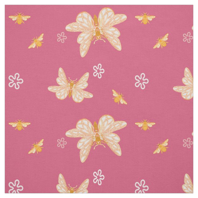 Tissu Abeilles et papillons (Échantillon)