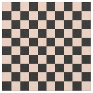 Tissu Abricot & Damier Noir