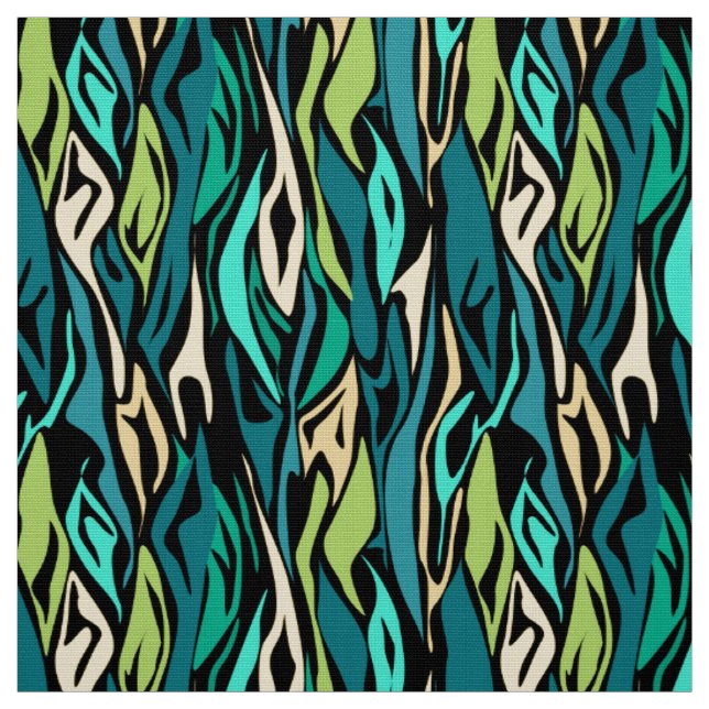 Tissu Abstract black turquoise (Échantillon)