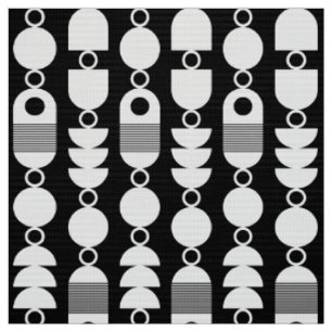 Tissu Abstrait 140823 - Blanc sur noir