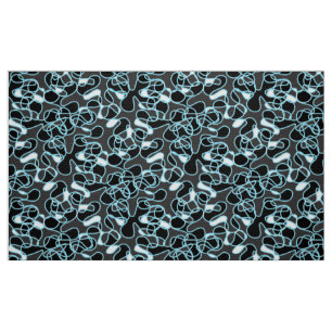 Tissu Abstrait 290523 noir, bleu ciel et blanc