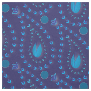 Tissu Abstrait bleu foncé Paisley Tulip motif floral