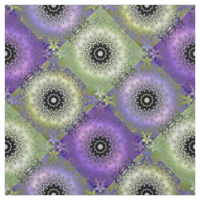 Tissu Abstrait dégradé vert pourpre violet cir (Échantillon)