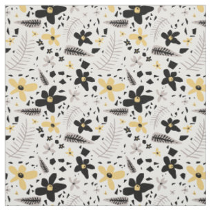 Tissu Abstrait Gris jaune noir gris sans joint motif flo