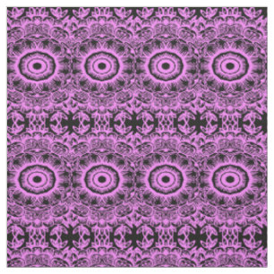 Tissu Abstraite impression florale violette et noire