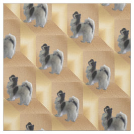 Tissu Adorable chien Papillon sur des cubes d'or