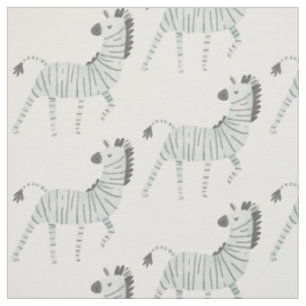 Tissu Adorable safari motif zèbre faune blanc gris