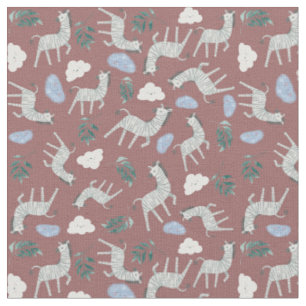 Tissu Adorable safari zèbre animaux jungle matériel rose