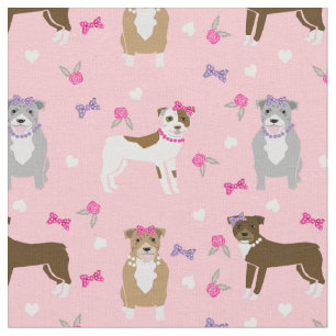 Tissu Aiguilles et perles de Pitbull rose et violet