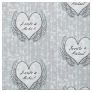 Tissu Ailes et coeur argentés personnalisés d'ange