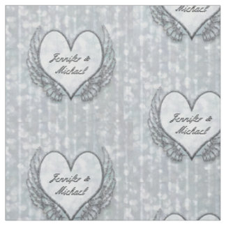 Tissu Ailes et coeur argentés personnalisés d'ange