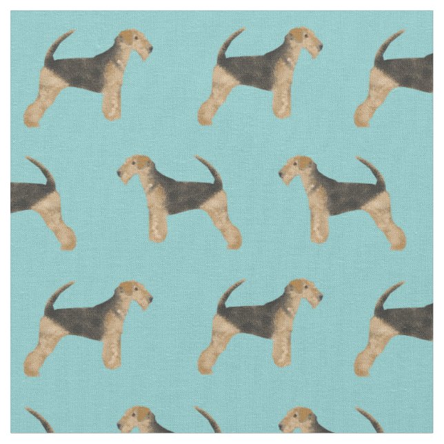 Tissu airedale terrier bleu clair (Fermer)