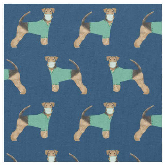 Tissu Airedale Terrier dans la marine des maquis (Fermer)