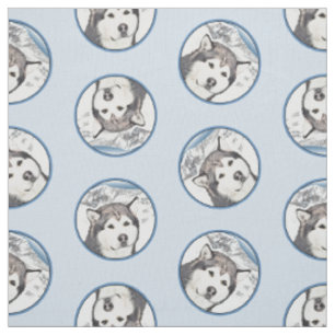 Tissu Alaskan Malamute Peinture Mal Mally Sled Chien Art