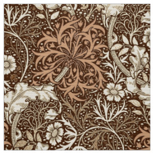 Tissu Algue de Nouveau d'art florale, Brown et beige