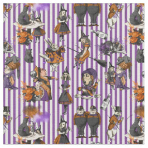 Tissu Alice au pays des merveilles Violet/Blancs