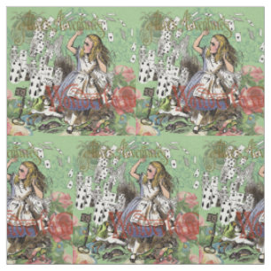 Tissu alice aventure cartes merveille pays chapeau lapin