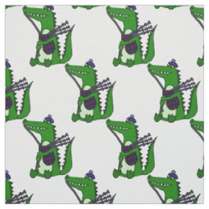 Tissu Alligator drôle jouant l'art de cornemuses