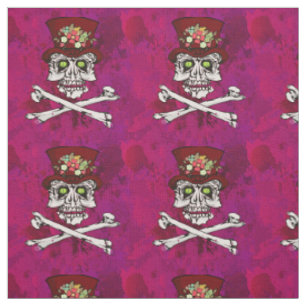 Tissu Alligator yeux gothique crâne et os croisés