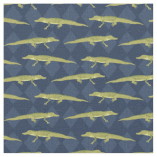 Tissu Alligators en vert olive contre bleu marine