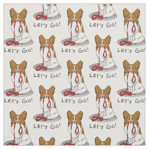 Tissu Allons-y ! (walk) Papillon (white & red) Chien mig