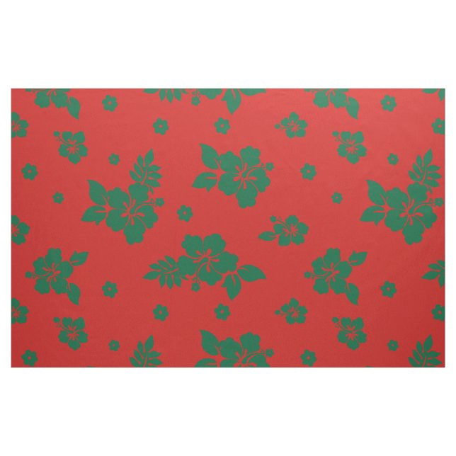 Tissu Aloha Hawaii Green sur le Motif de Noël rouge (Fat Quarter)